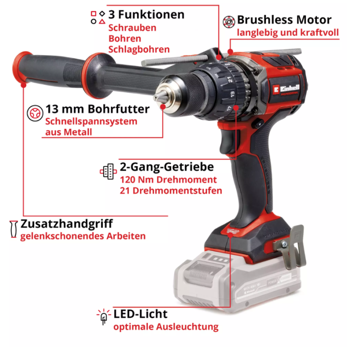 Einhell PROFESSIONAL Akku-Schlagbohrschrauber TP-CD 18/120 Li-i BL - Solo, 4514310